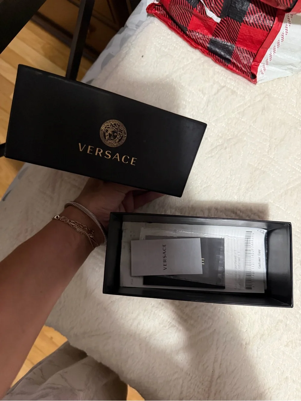 Versace Black Aviator Sunglasses with Gold Accents